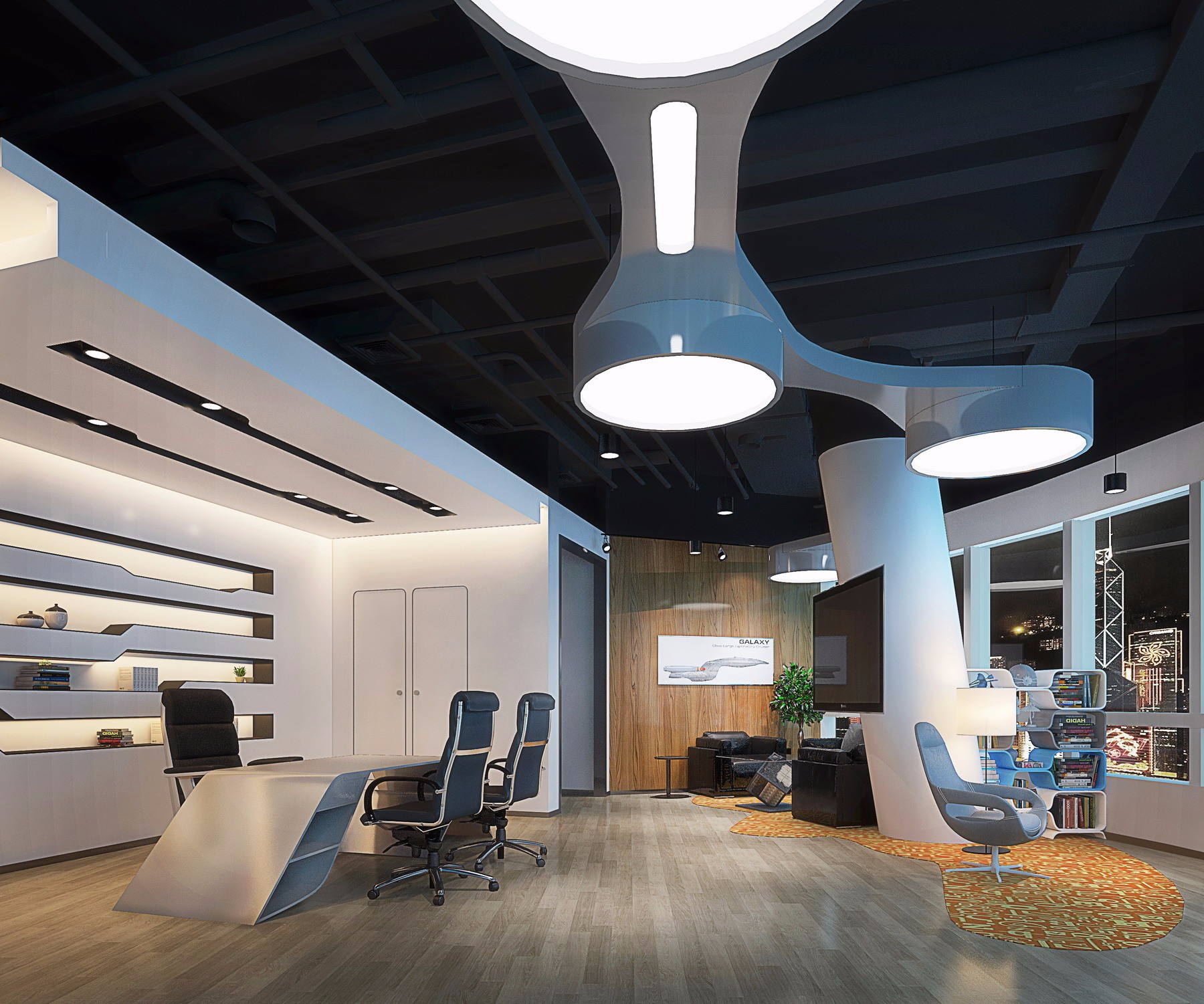 現(xiàn)代科技風格辦公室裝修設計-第1張圖片-上海古都建筑設計集團