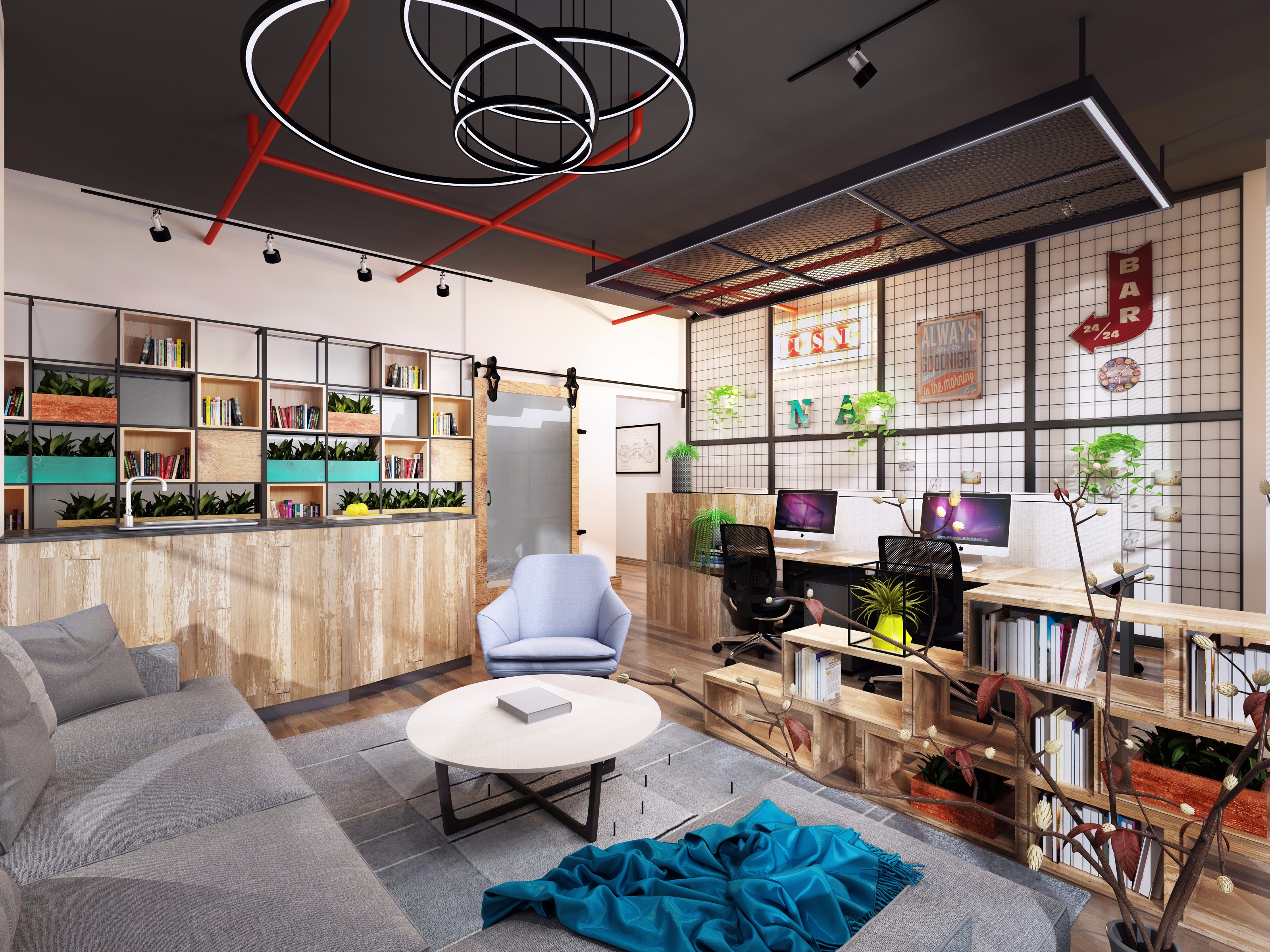 浦東新區(qū)奢華工業(yè)風辦公室裝修設(shè)計-第3張圖片-上海古都建筑設(shè)計集團