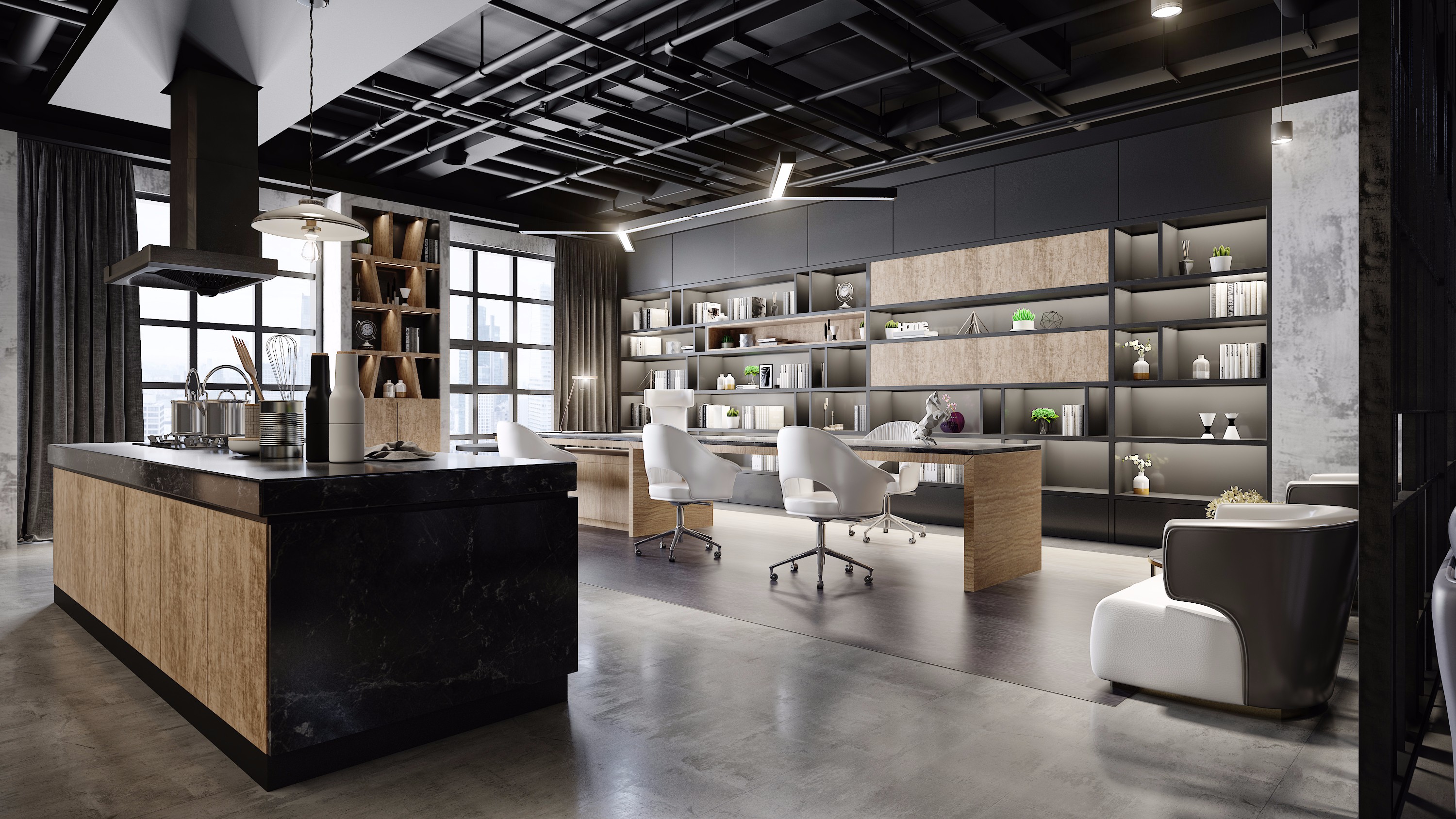 工業(yè)風辦公室休閑區(qū)裝修設(shè)計-第1張圖片-上海古都建筑設(shè)計集團