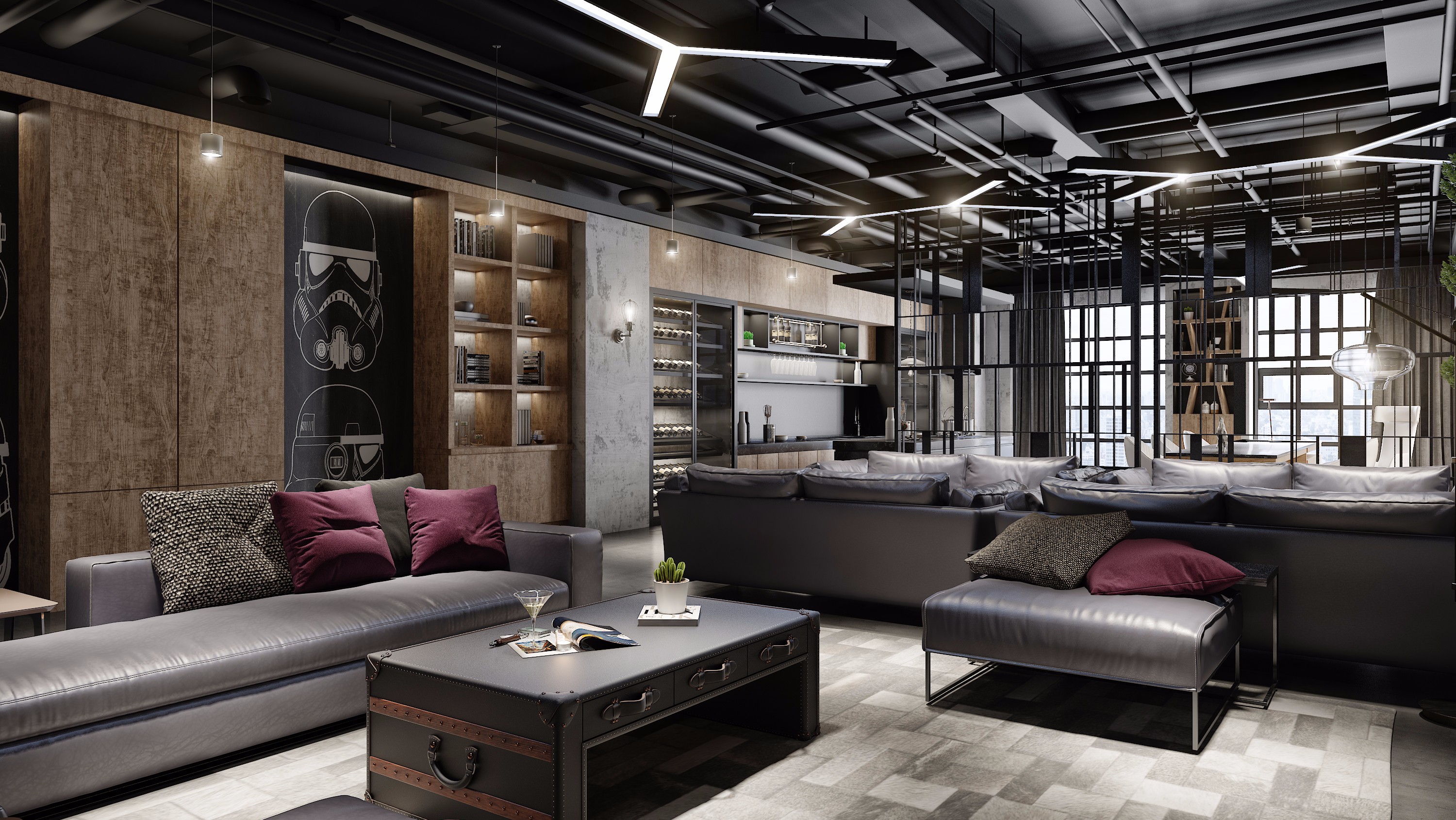 工業(yè)風辦公室休閑區(qū)裝修設(shè)計-第3張圖片-上海古都建筑設(shè)計集團