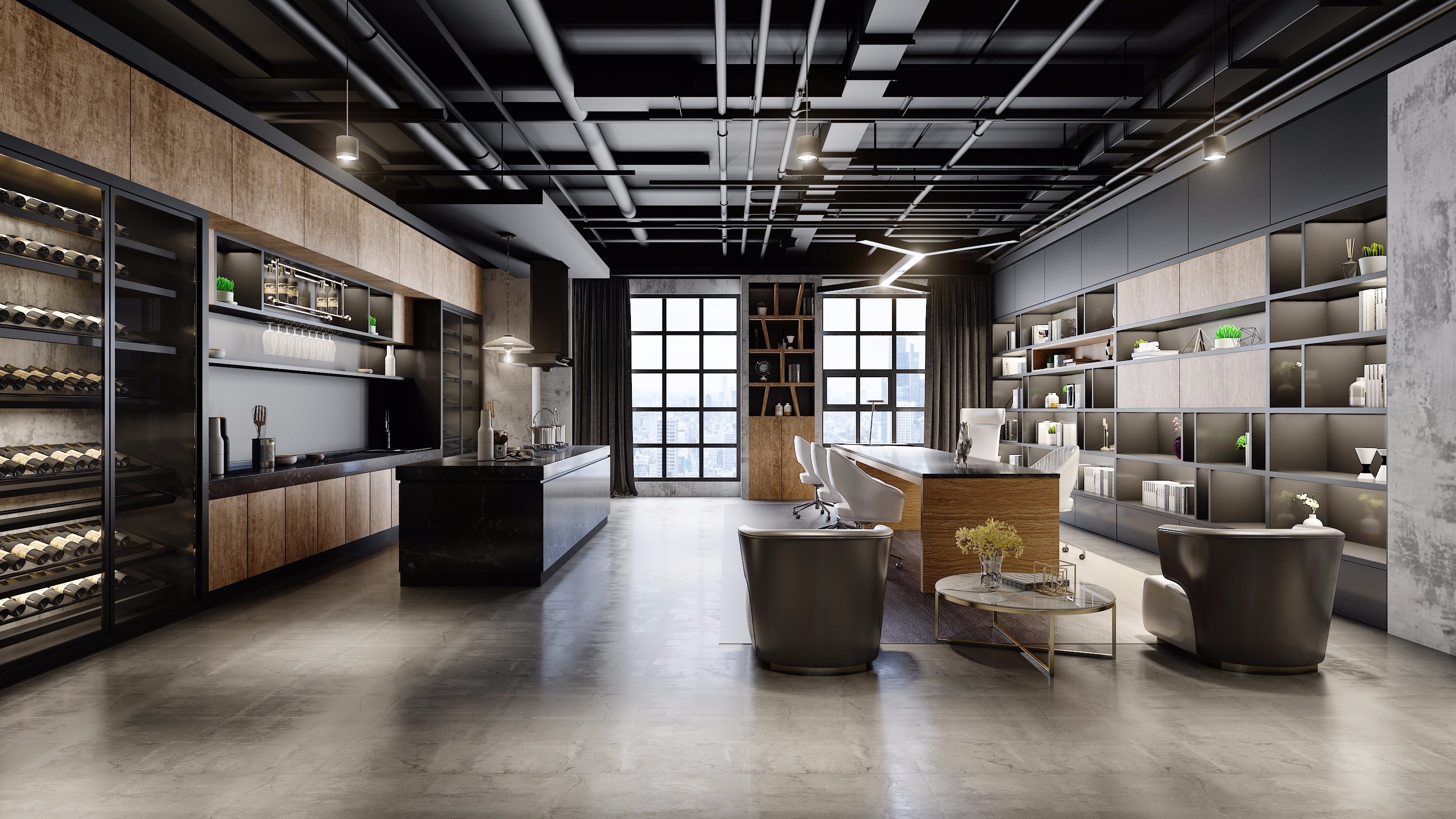 工業(yè)風辦公室休閑區(qū)裝修設(shè)計-第4張圖片-上海古都建筑設(shè)計集團